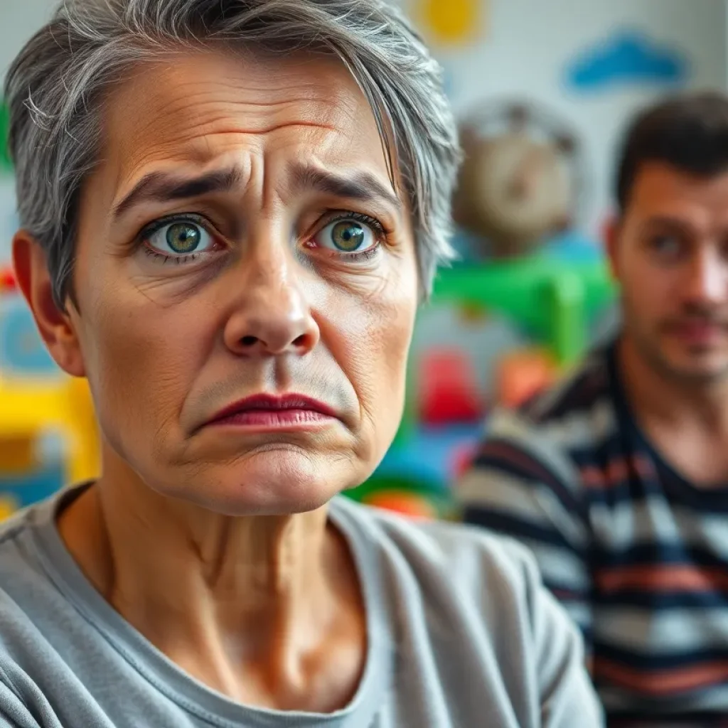 Concerned parent observing daycare facility