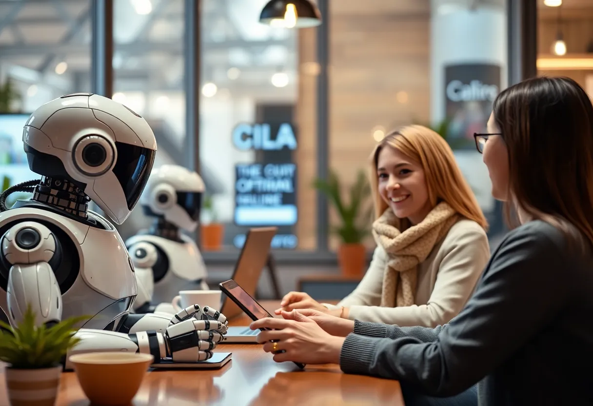 Illustration of conversational marketing tools like chatbots and live chat engaging customers.