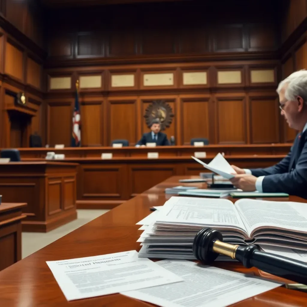 Courtroom where significant asbestos lawsuit ruling took place