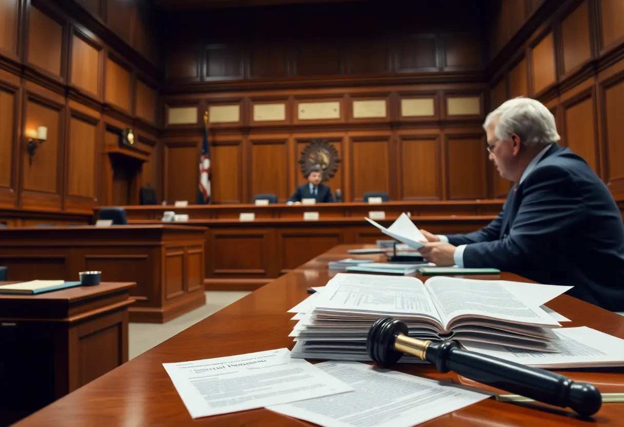 Courtroom where significant asbestos lawsuit ruling took place
