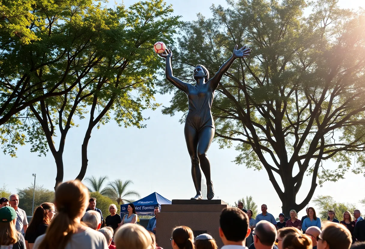 Statue unveiling ceremony honoring a significant sports figure