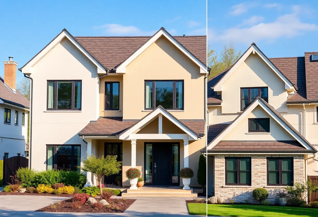 Flat, gable, and hip roof shapes on houses