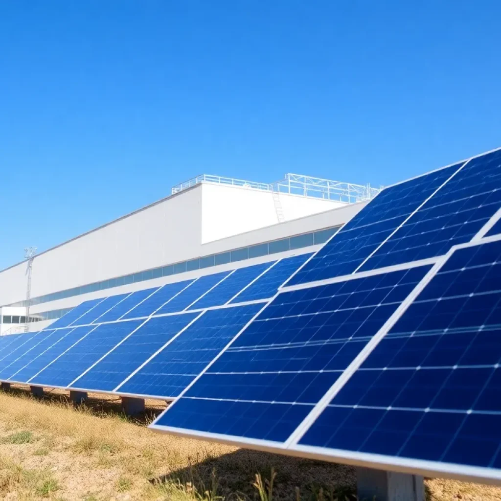Aerial view of ES Foundry's solar manufacturing facility in Greenwood, SC