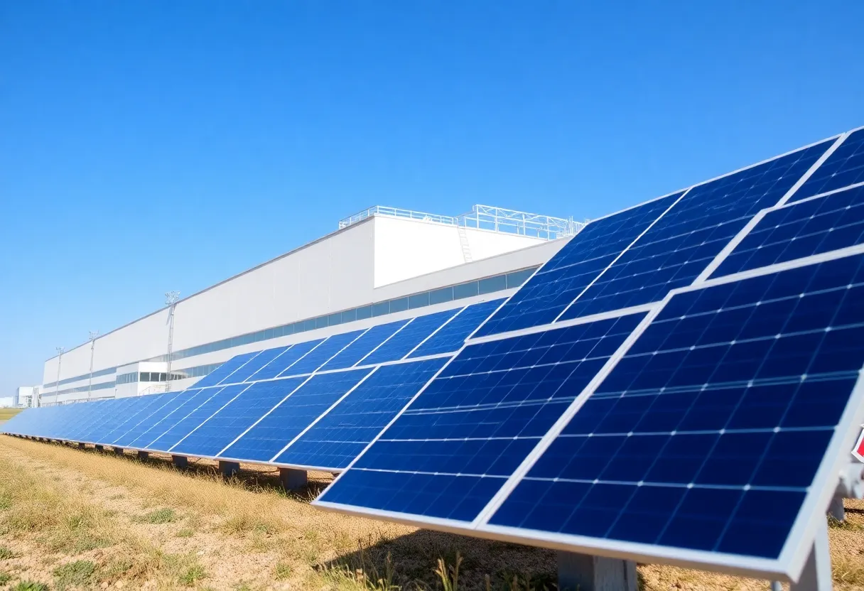 Aerial view of ES Foundry's solar manufacturing facility in Greenwood, SC