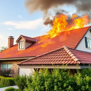 Demonstration of fire-resistant roofing with proper landscaping.