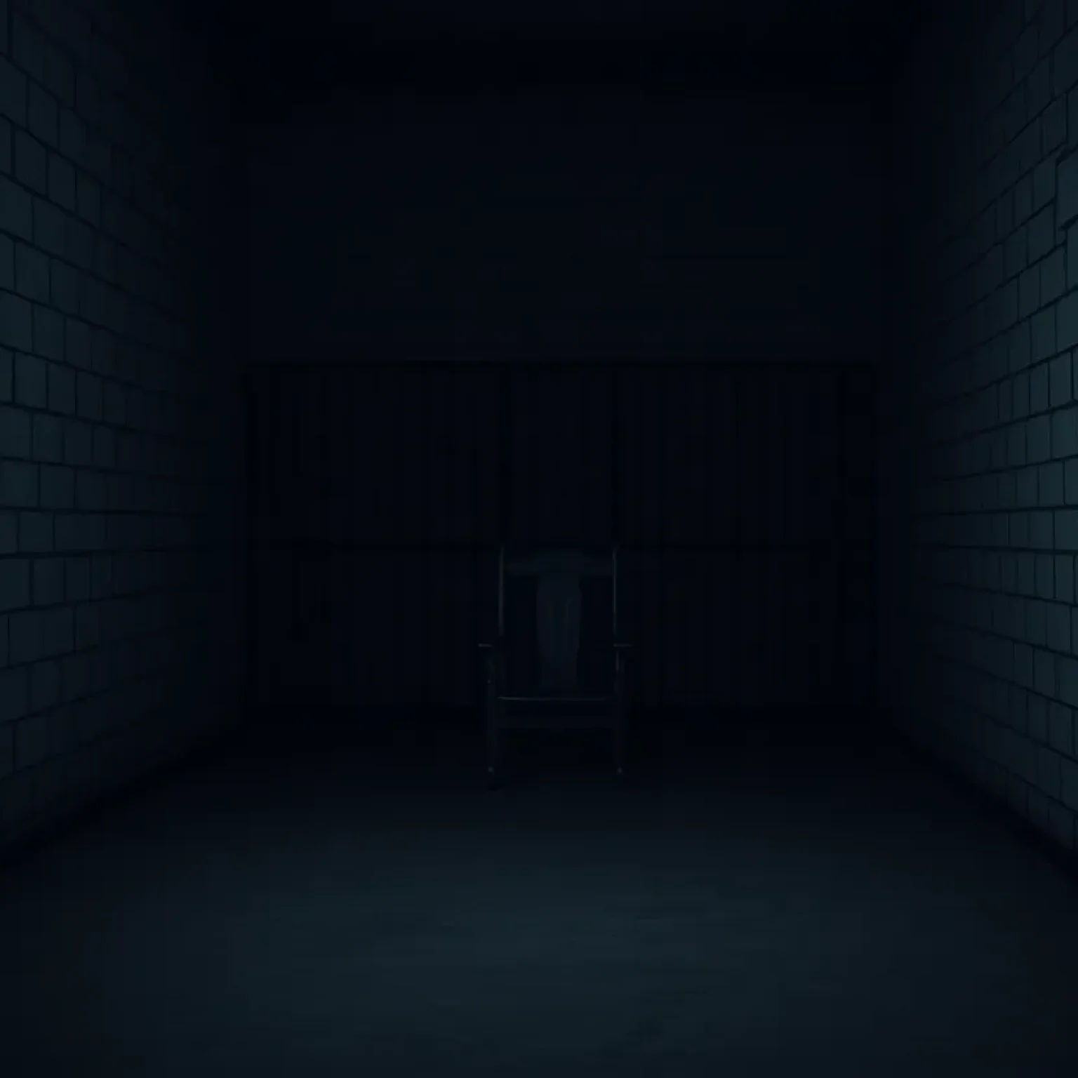 A somber view of a firing squad execution area in a prison setting.