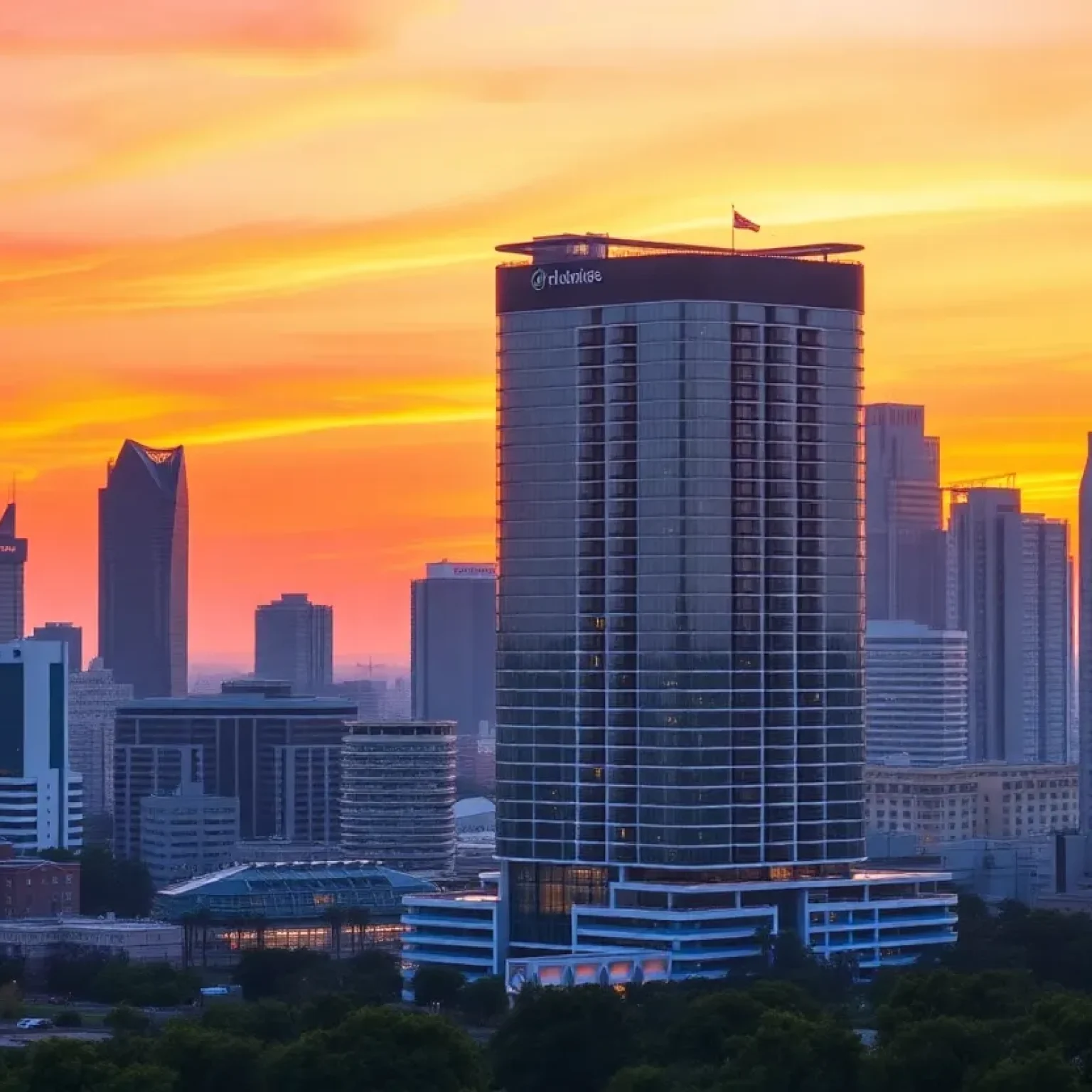 Skyline view of hotels showcasing hospitality investment