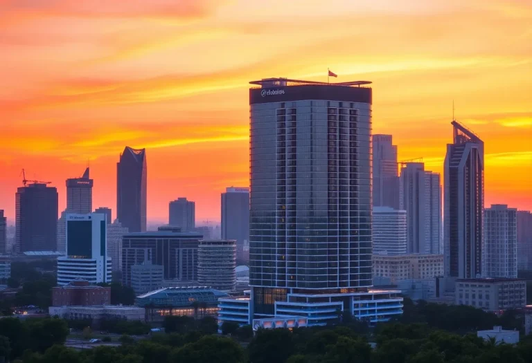 Skyline view of hotels showcasing hospitality investment