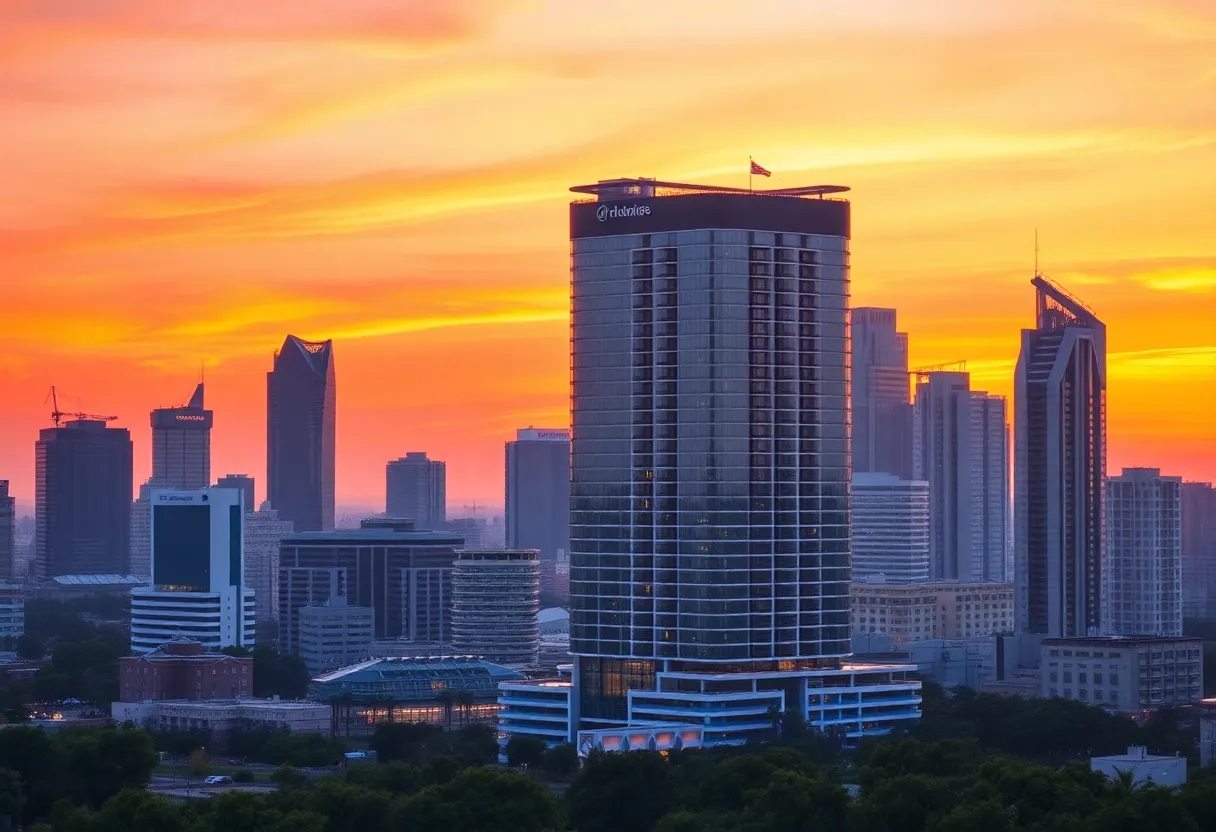 Skyline view of hotels showcasing hospitality investment