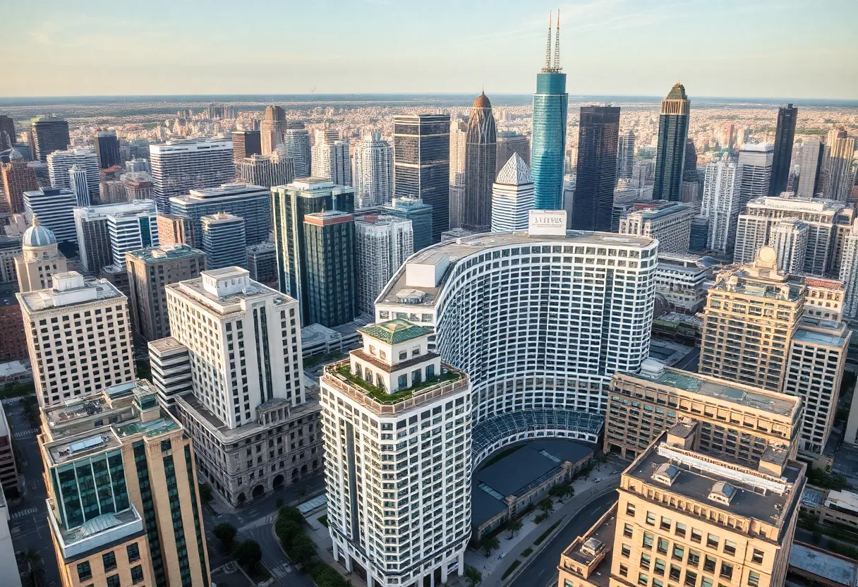 Aerial view of hotels owned by Frasers Hospitality Trust