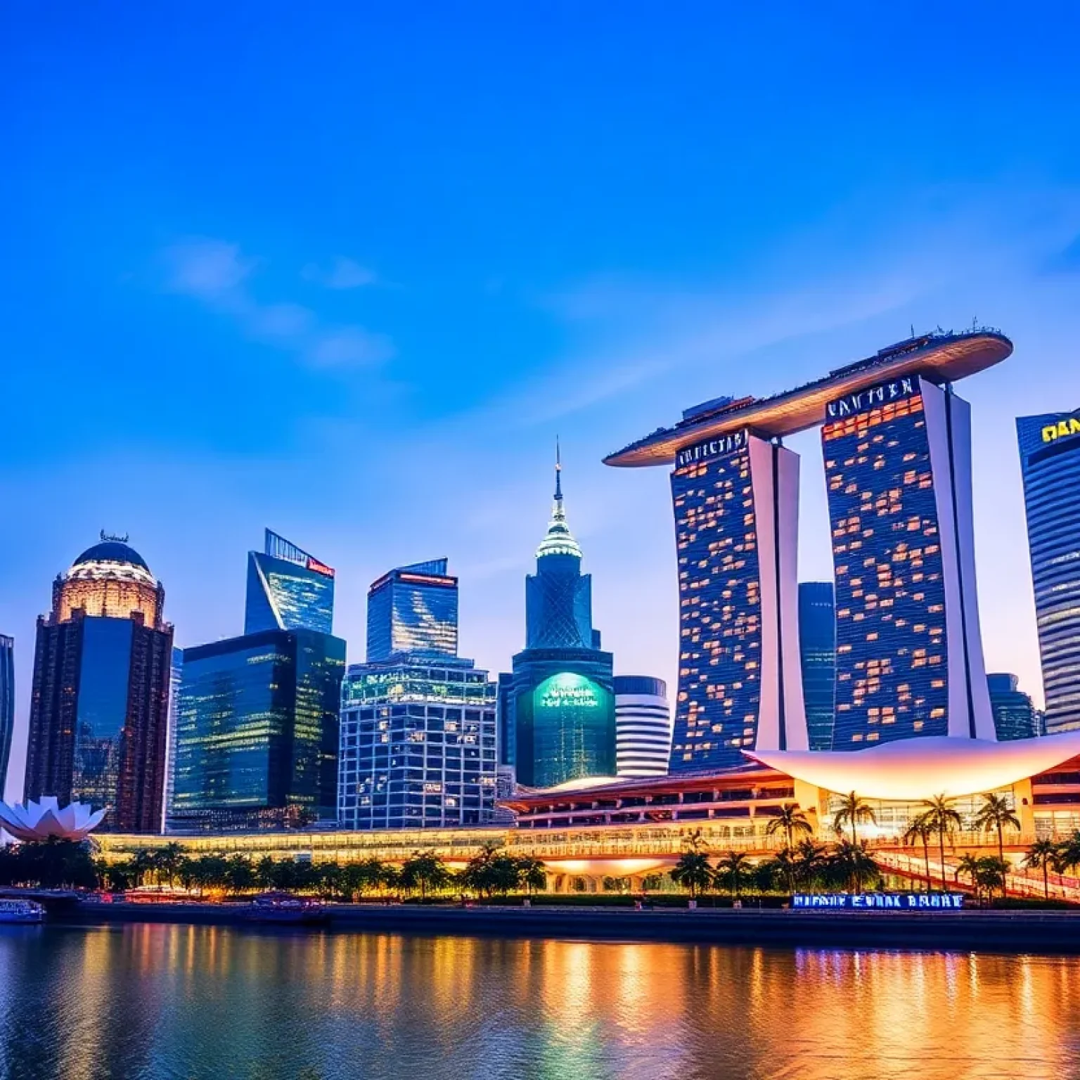 The skyline of Singapore with a focus on Frasers Hospitality Trust
