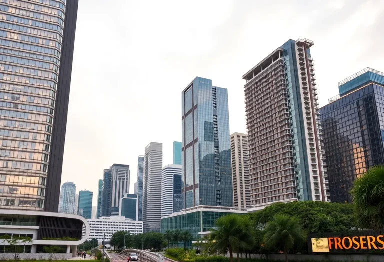 Skyline of Singapore featuring Frasers Property buildings