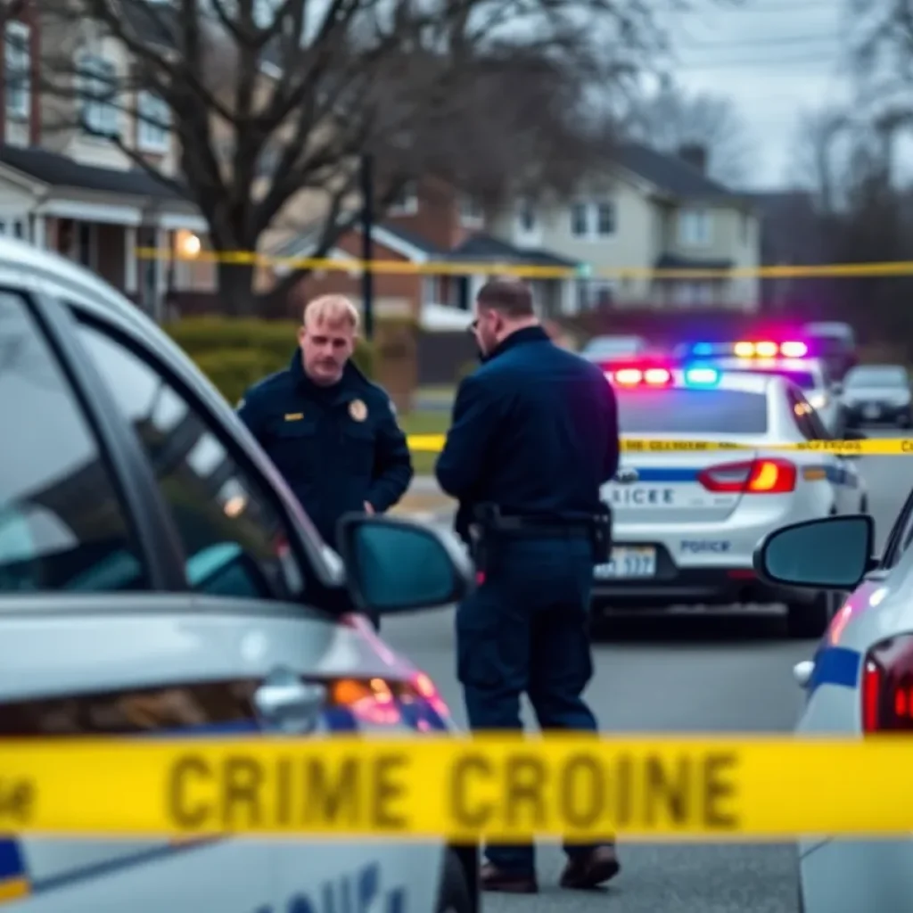 Police officers investigating a shooting scene in Greenwood, SC