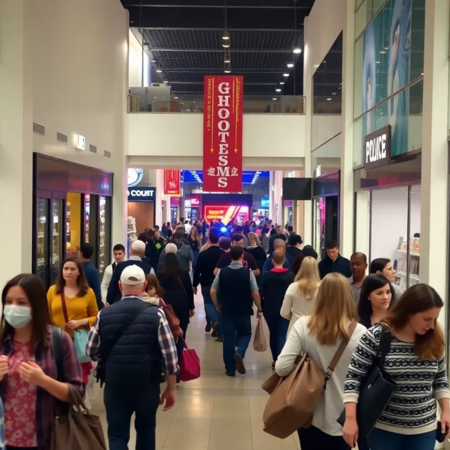 Shoppers in Haywood Mall during lockdown
