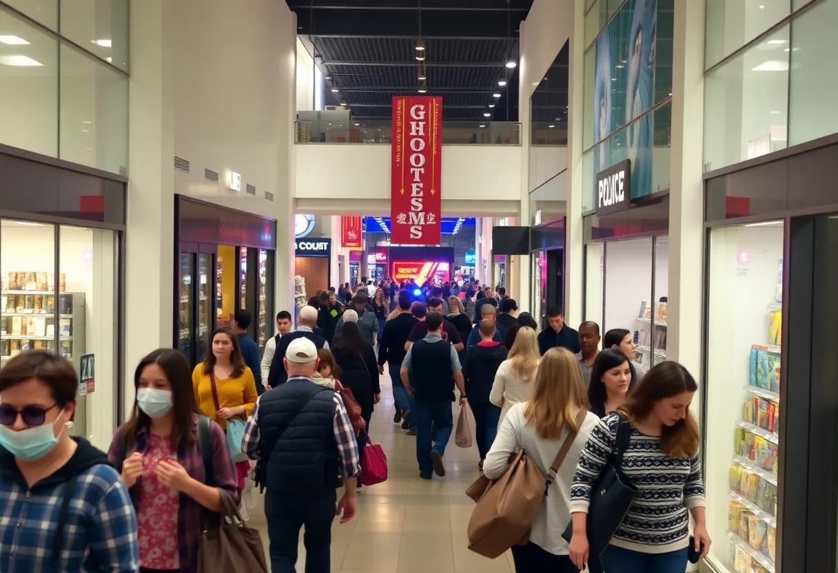 Shoppers in Haywood Mall during lockdown