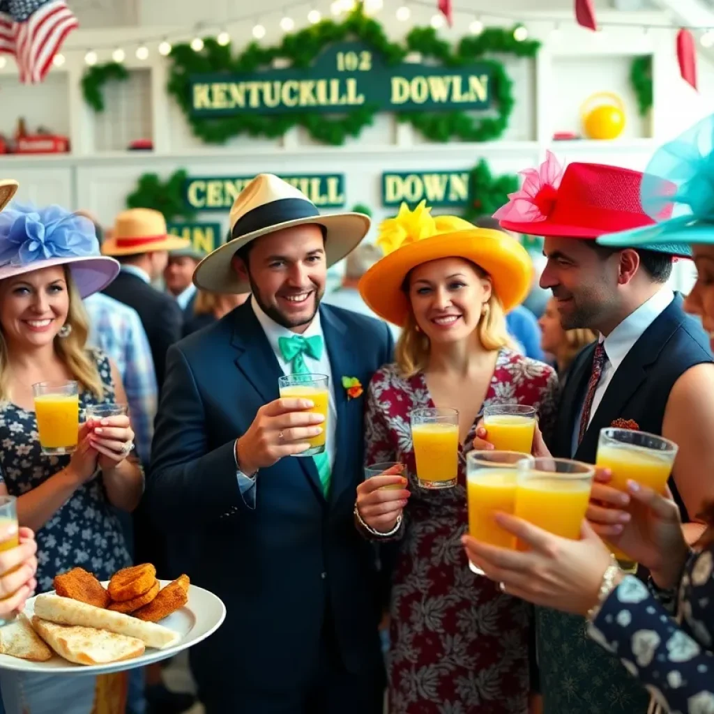 Attendees enjoying the Kentucky Derby party at the Museum and Railroad Historical Center.