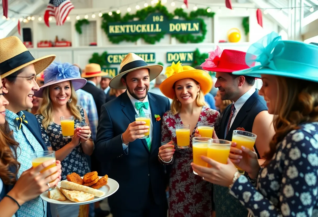 Attendees enjoying the Kentucky Derby party at the Museum and Railroad Historical Center.