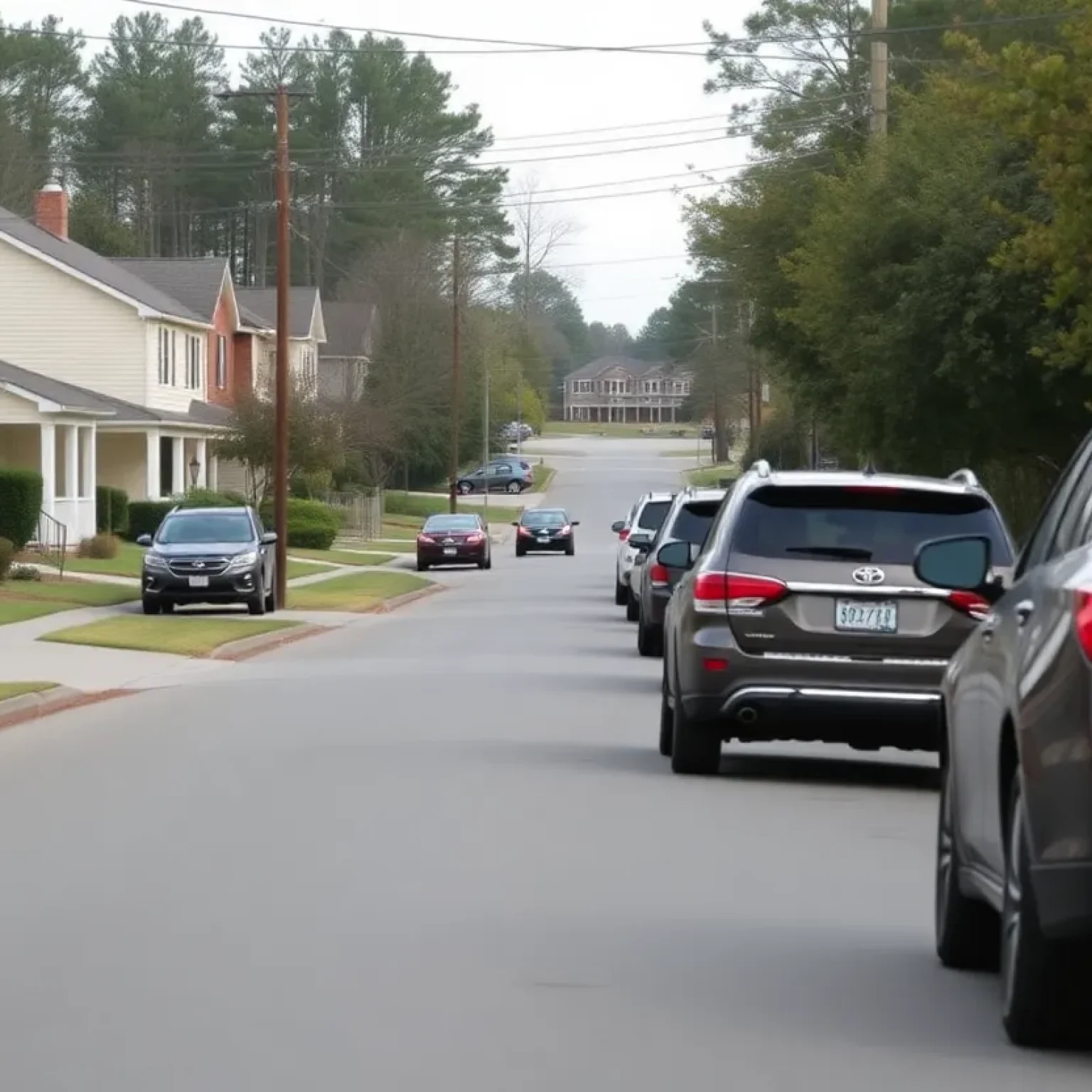 Residential area in Lake Wylie with parked vehicles