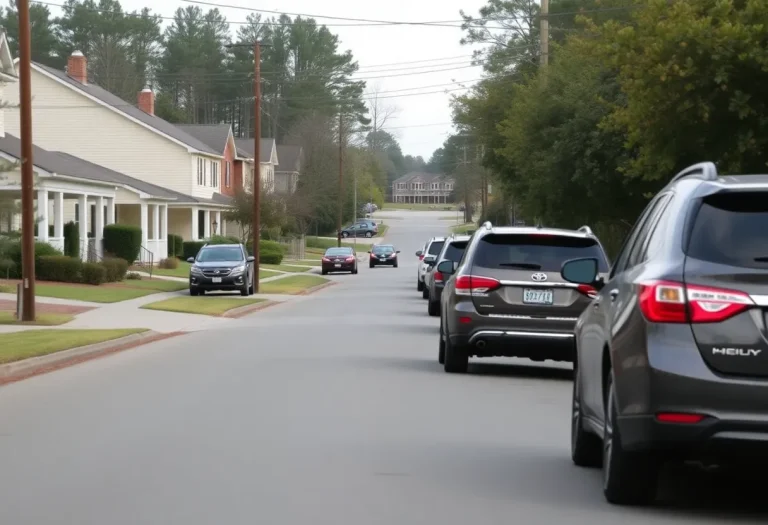 Residential area in Lake Wylie with parked vehicles