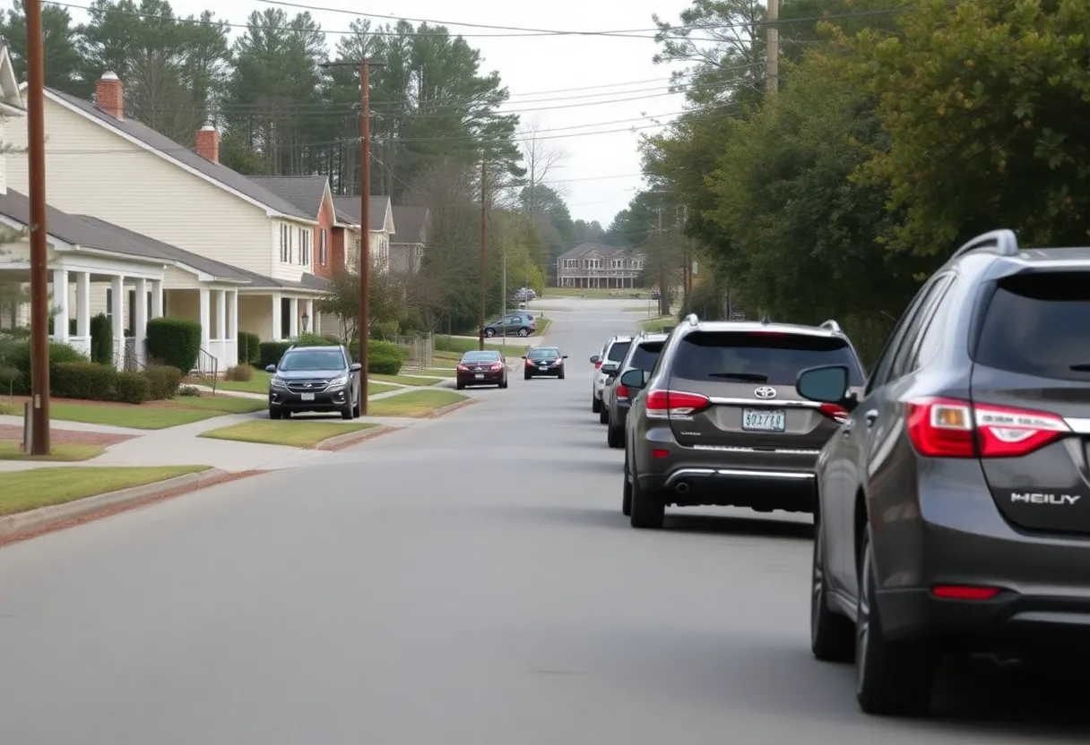 Residential area in Lake Wylie with parked vehicles