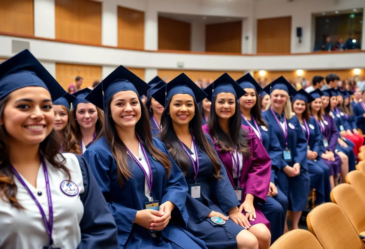 Graduates celebrating at nursing graduation ceremony at Lander University