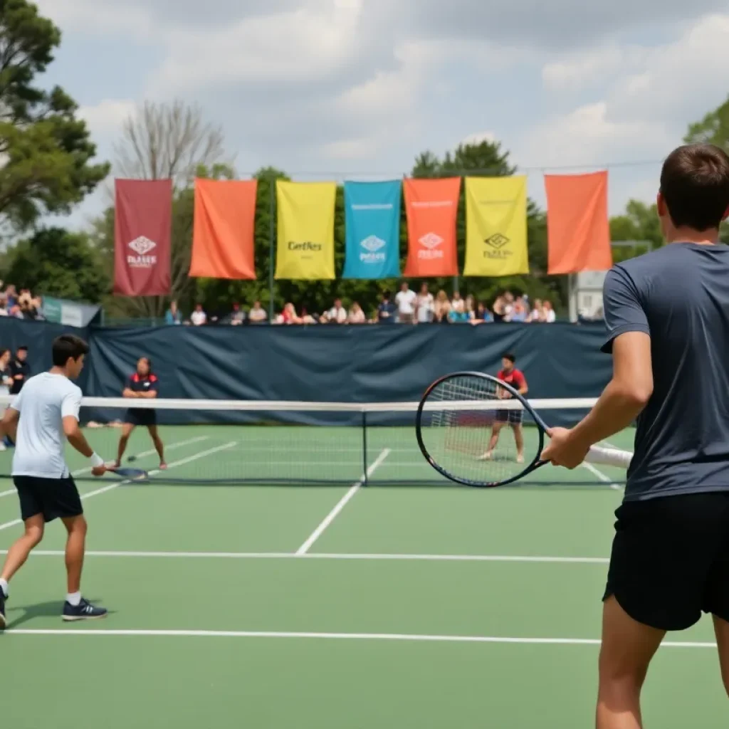 Players competing in the Lander University Tennis Tournament