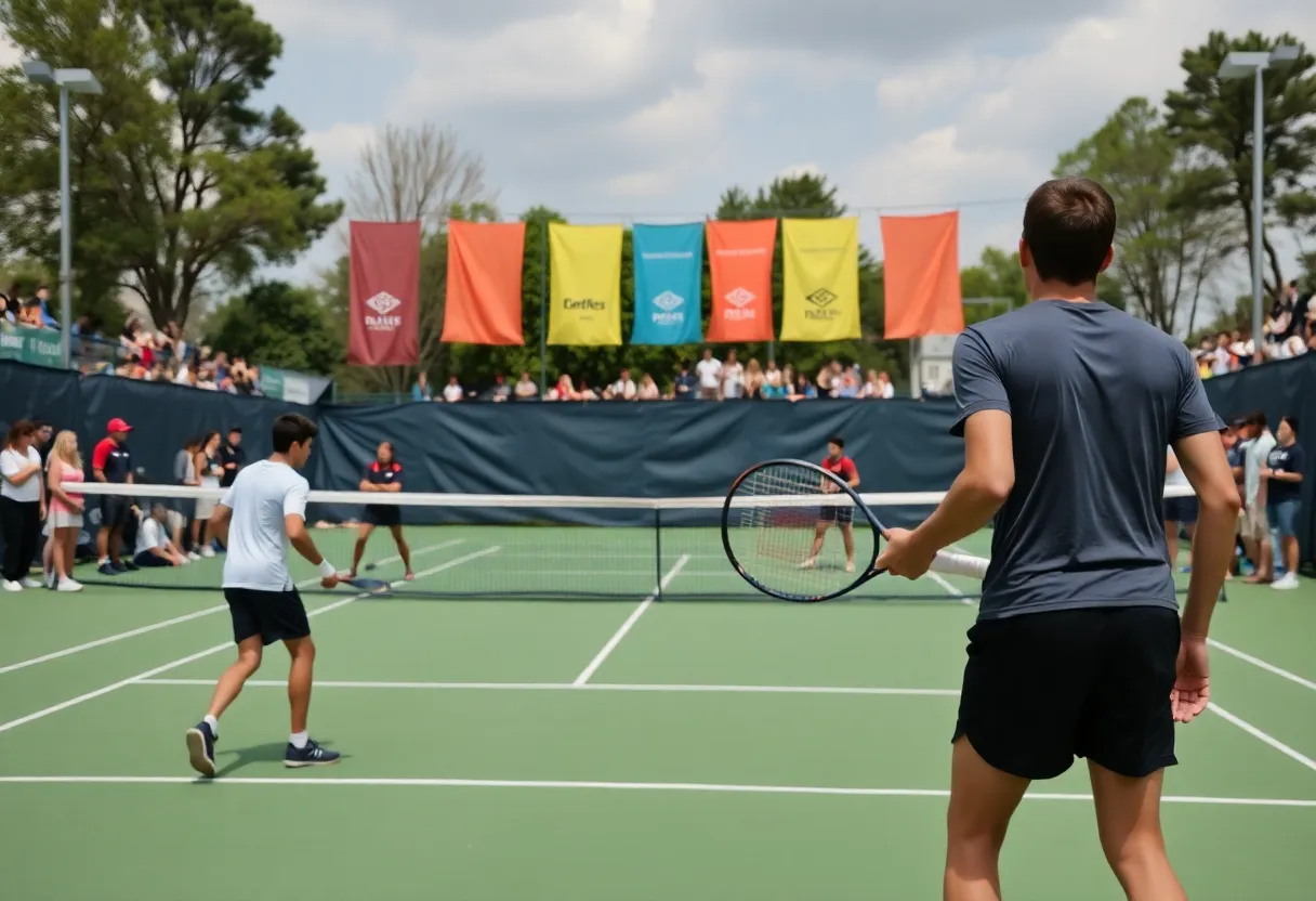 Players competing in the Lander University Tennis Tournament