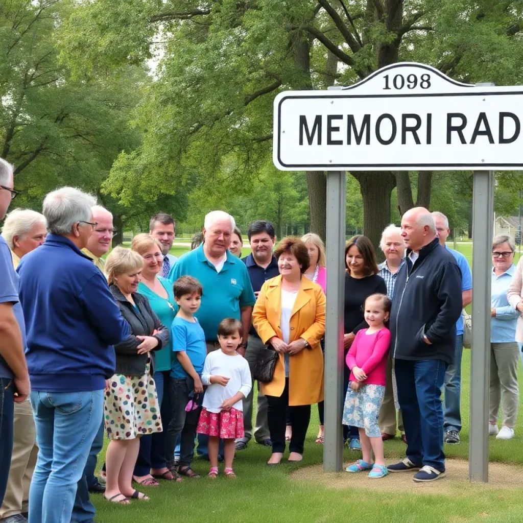 Community gathering at the unveiling of Dr. Charlie Timmerman Memorial Road sign