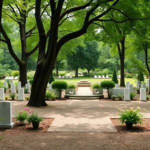 A peaceful garden setting for a memorial service