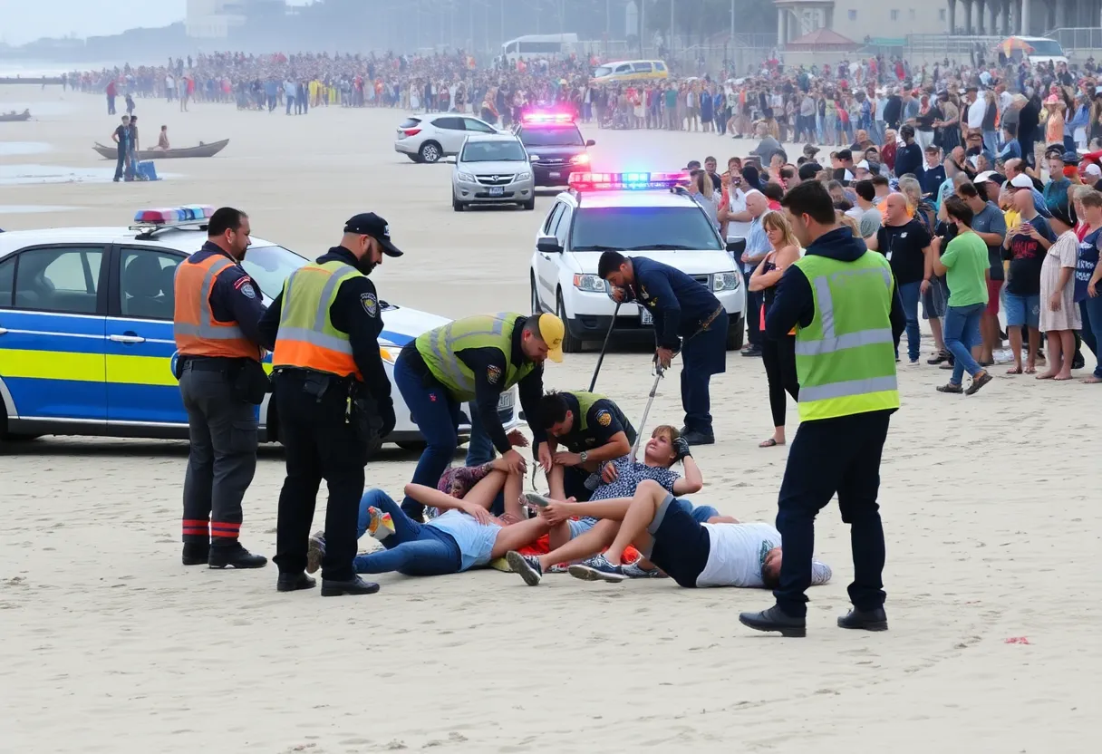 Emergency responders at the scene of a mass shooting in Myrtle Beach