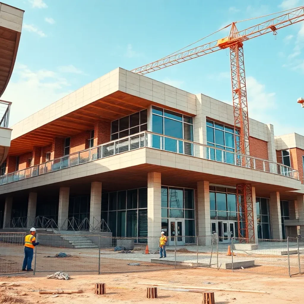 Construction site of Lander University's new nursing facility