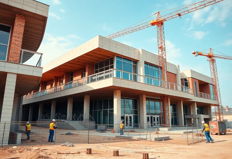 Construction site of Lander University's new nursing facility
