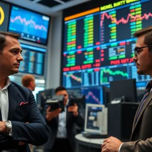 Declining pharmaceutical stocks in a trading room