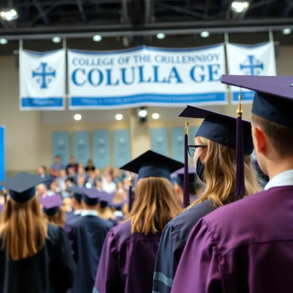Graduates celebrating at Piedmont Technical College graduation ceremony