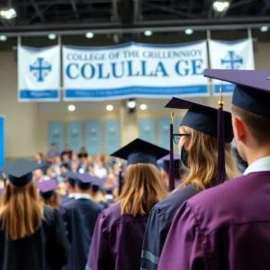 Graduates celebrating at Piedmont Technical College graduation ceremony