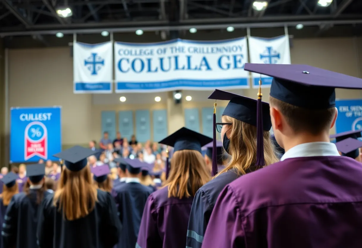 Graduates celebrating at Piedmont Technical College graduation ceremony