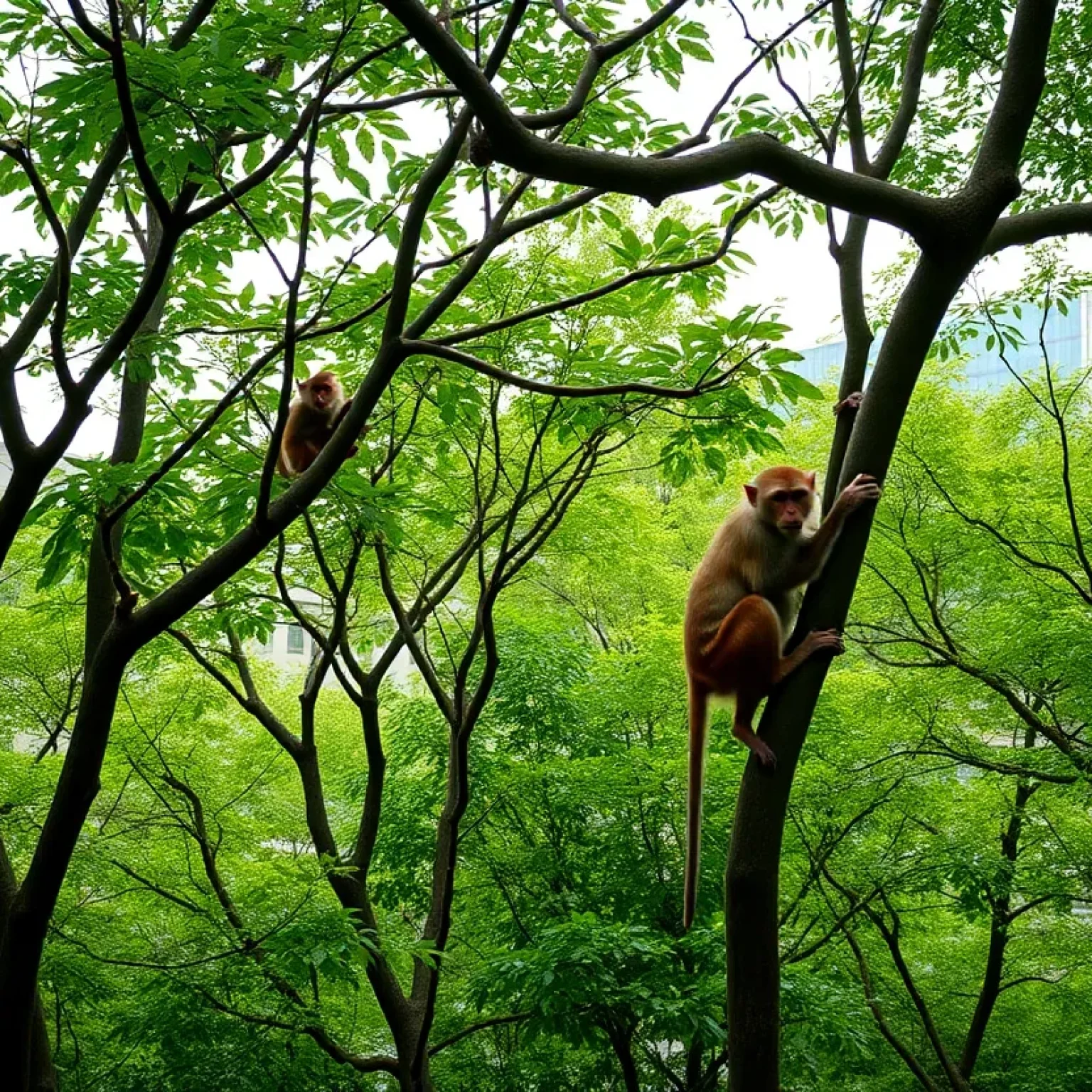 Rhesus macaque monkeys in a natural setting
