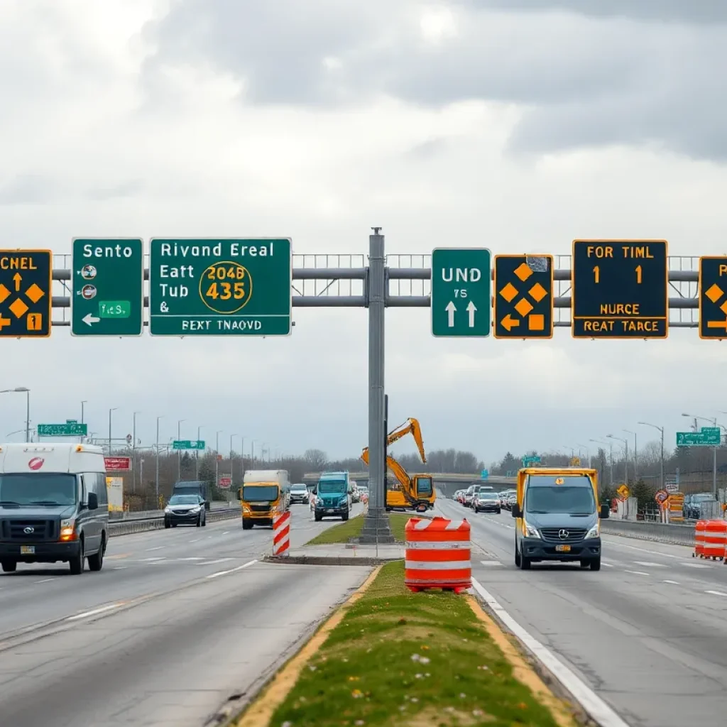 Construction area for SC Highway 290 bridge over I-85 in Duncan, SC.