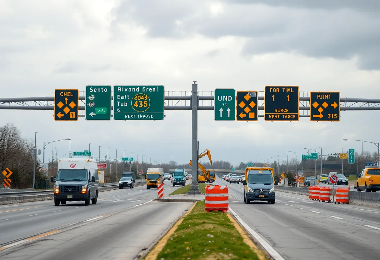 Construction area for SC Highway 290 bridge over I-85 in Duncan, SC.
