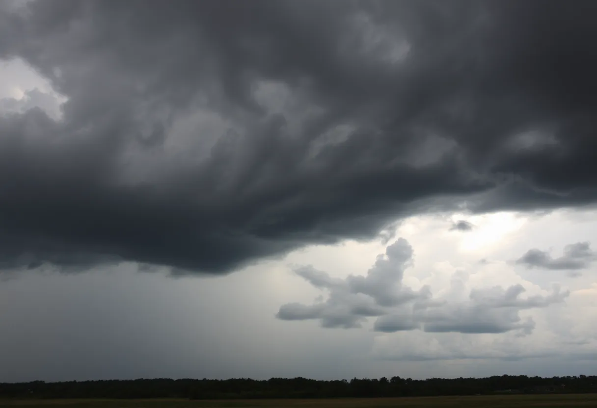 Dramatic storm clouds over South Carolina signaling severe thunderstorms.