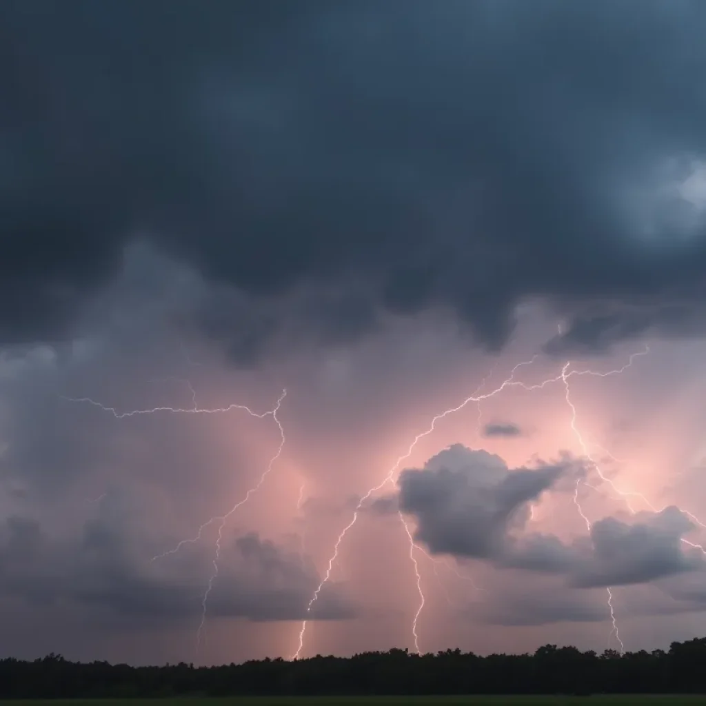 Dramatic storm clouds over South Carolina during severe thunderstorms.