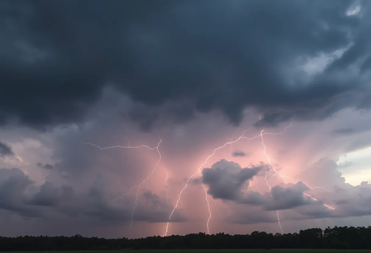Dramatic storm clouds over South Carolina during severe thunderstorms.