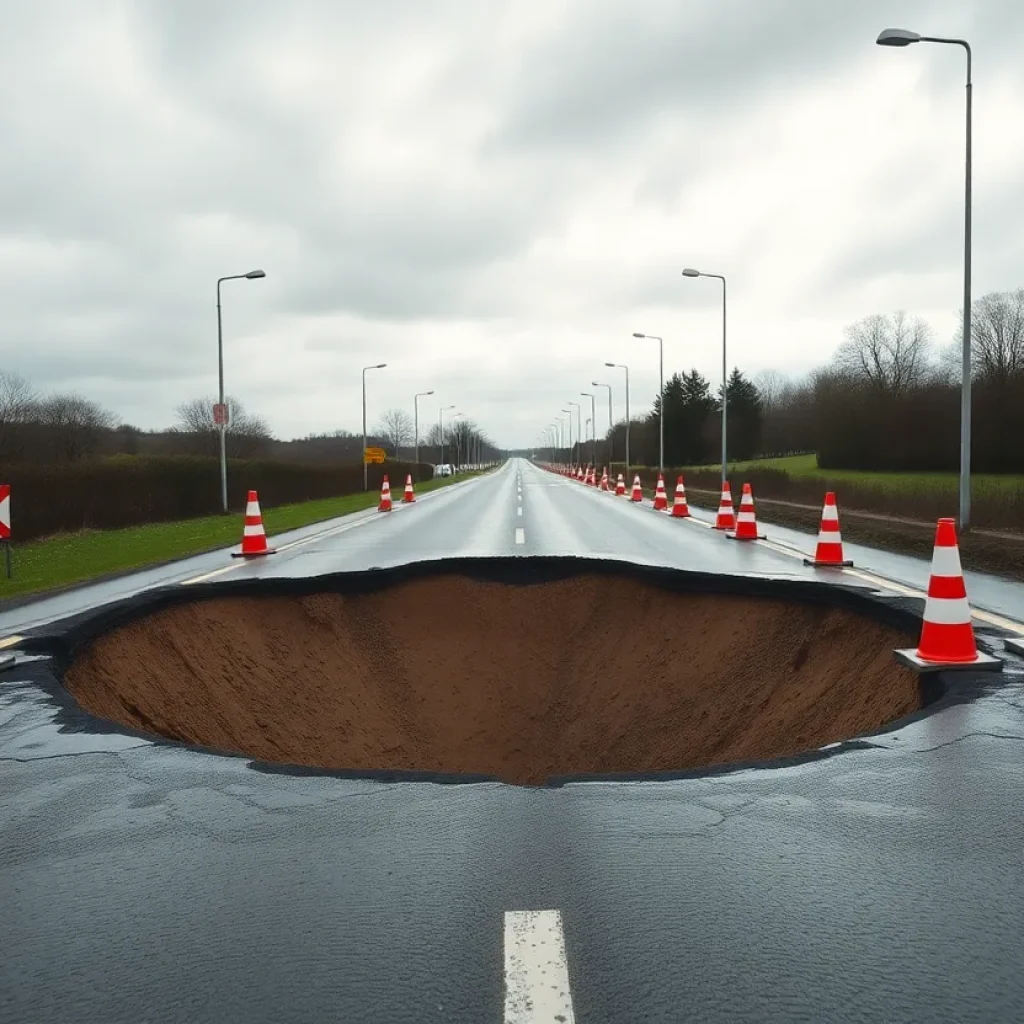 Major sinkhole causing road closure in Greenwood