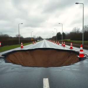 Major sinkhole causing road closure in Greenwood