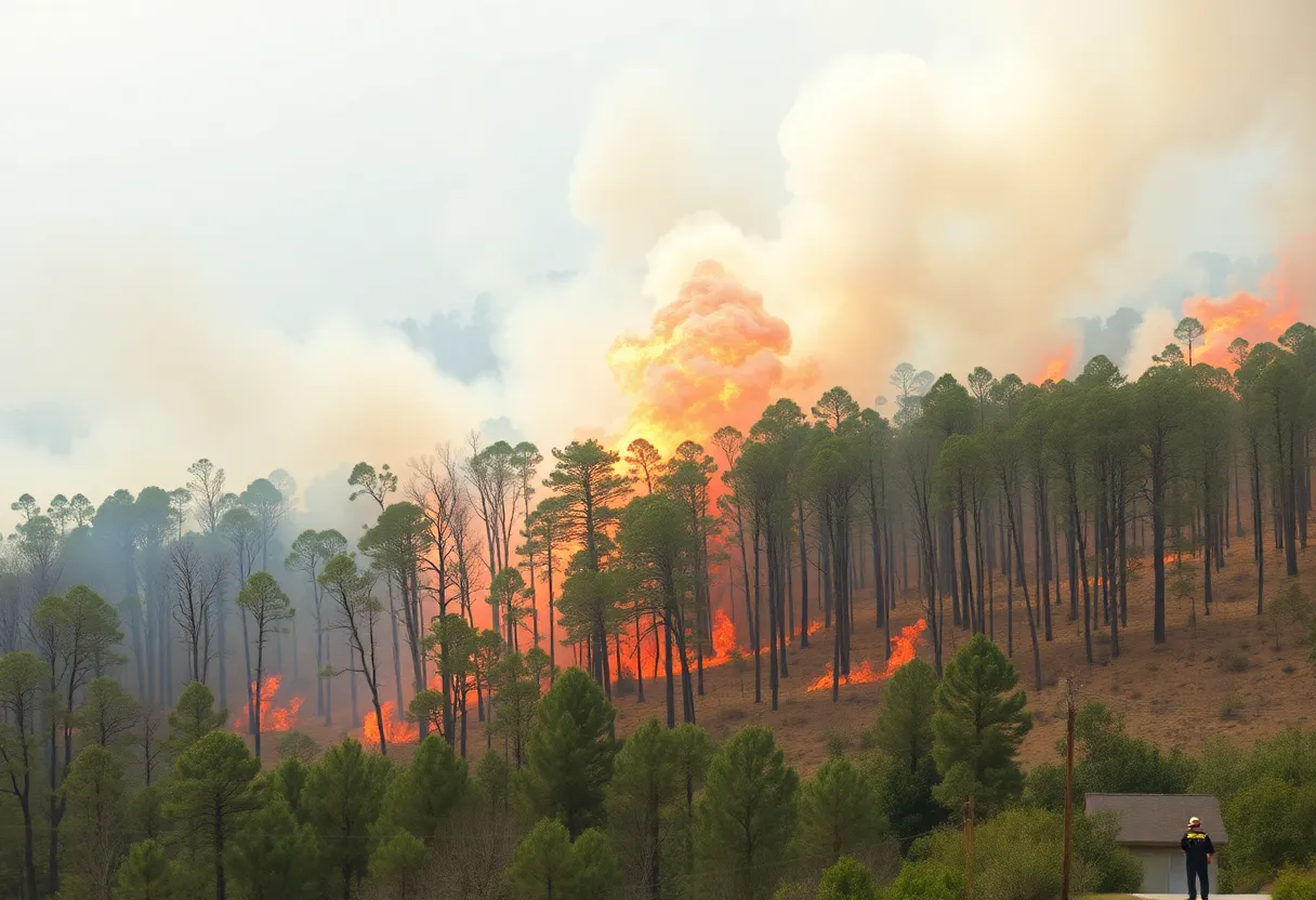 Emergency responders combating a wildfire in South Carolina