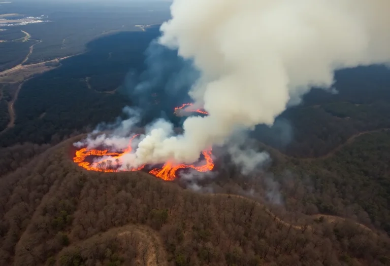 Firefighters battling wildfires in South Carolina with helicopters.