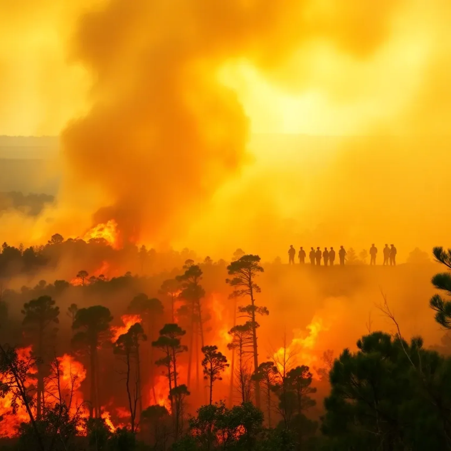 Wildfires burning in South Carolina forest with emergency response