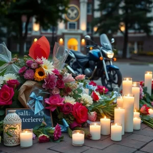 Memorial tribute for USC student with flowers and candles