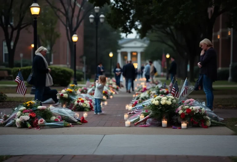 Memorial setup at the University of South Carolina for hit-and-run victim.
