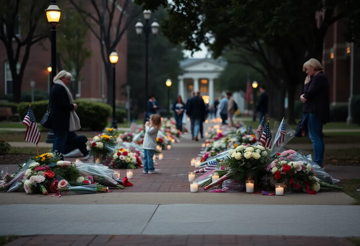 Memorial setup at the University of South Carolina for hit-and-run victim.